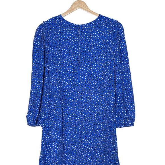 Zara Ruffle Long Sleeve Polka Dot Tiered A-Line Midi Dress Size M Bohemian Blue - Picture 5 of 15